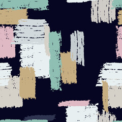 Seamless repeating pattern with multicolored vertical and horizontal paint stripes. Brushstroke effect