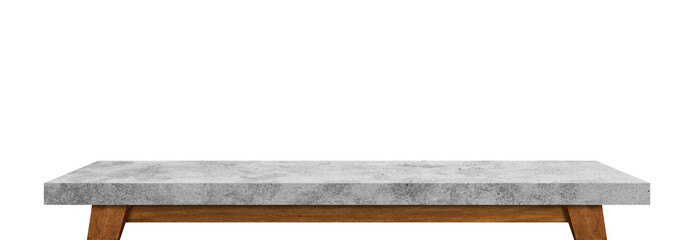 Empty stone table top isolated on white background. Template mock up for display of product