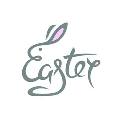 Easter and hare on a white background in vector EPS8