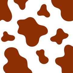 Cow skin texture. Brown and white background. Vector illustration