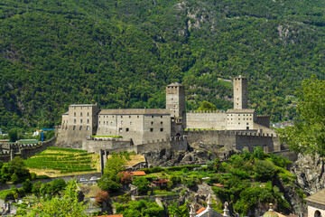 Fototapeta na wymiar medieval castelgrande castle of bellinzona in switzerland