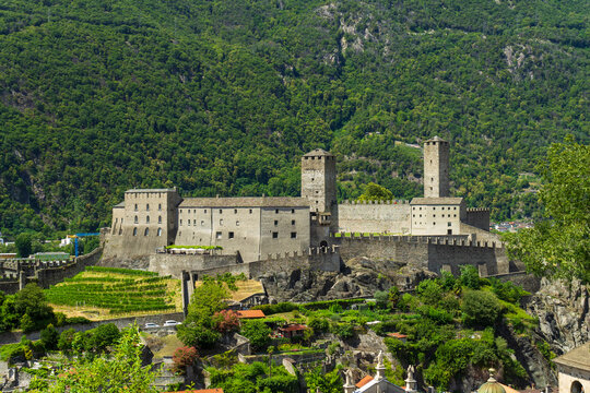 medieval castelgrande castle of bellinzona in switzerland