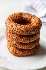 Turkish Bagel with sesame seeds. Turkish name; Kandil simidi