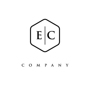 initial EC logo design vector