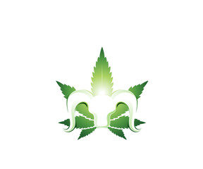 bull cannabis marijuana icon logo design template
