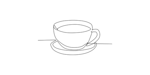 A nice cup of tea or coffee - continouous one line drawing