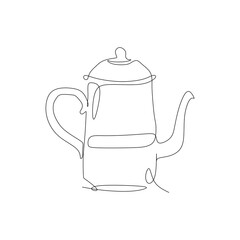 Tall classic metal teapot - continouous one line drawing