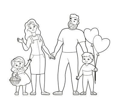 Premium Vector  Woman and man holding a newborn mom dad and baby one line  art style
