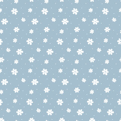 Simple naive seamless pattern white daisies flowers