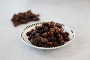 Raisins in concrete background