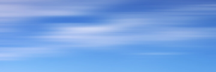 Blue sky with white clouds, panoramic image, vector background
