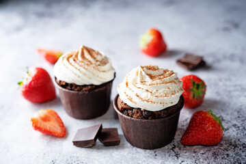 Chocolate bcupcake with cream cheese frosting