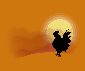 Silhouette Cockerel Warm