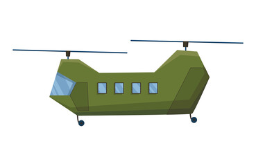 Helicopter cartoon aviation. Avia transportation with propeller isolated on white. Vector copter aircraft rotor plane cargo. Civil or army military transport helicopter