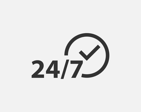 24 Hours A Day Service Icon Symbol Vector