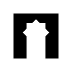 Mosque Door Silhouette - Vector Flat Design Illustration : Suitable for Islamic Theme and Other Graphic Related Assets.