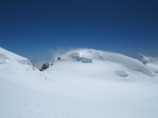 The highest peaks of Monte Rosa (4664 mt): from left to right: Nordend, Dufour, Parrot. Zermatt,...