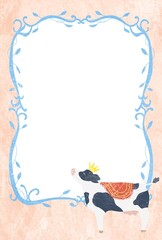 かわいいメルヘンな王冠をかぶった動物のフレーム