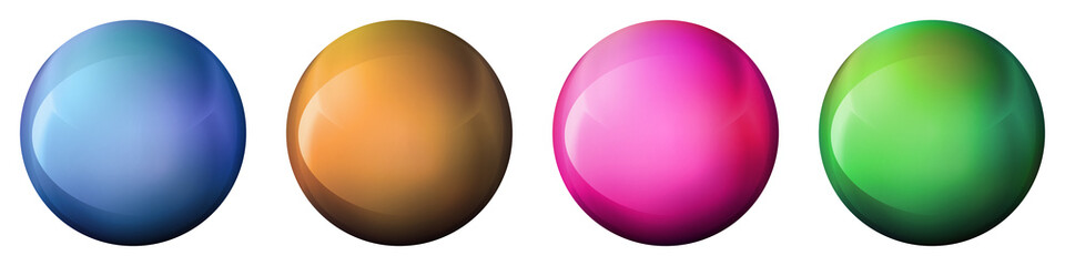 Fototapeta premium Set with glass colorful balls. Glossy realistic ball, 3D abstract vector illustration highlighted on a white background. Big metal bubble with shadow