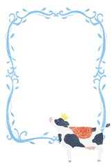 かわいいメルヘンな王冠をかぶった動物のフレーム