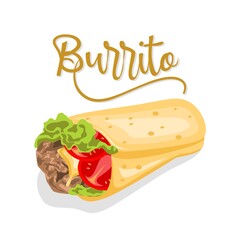 Vector illustration of a burrito isolated on white background, as a template, banner or poster on National Burrito Day.