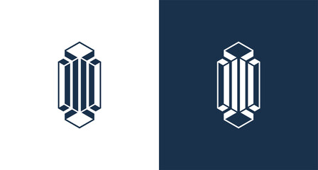 elegant classy letter I logo in a prism shape, the geometric letter I initial monogram logo vector template