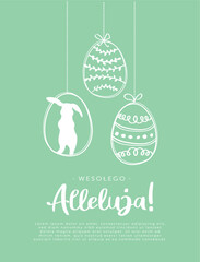 Wesołego Alelluja. Szczęśliwych Świąt Wielkanocnych. Projekt kartki, baneru opakowania, kuponu - obrazy, fototapety, plakaty