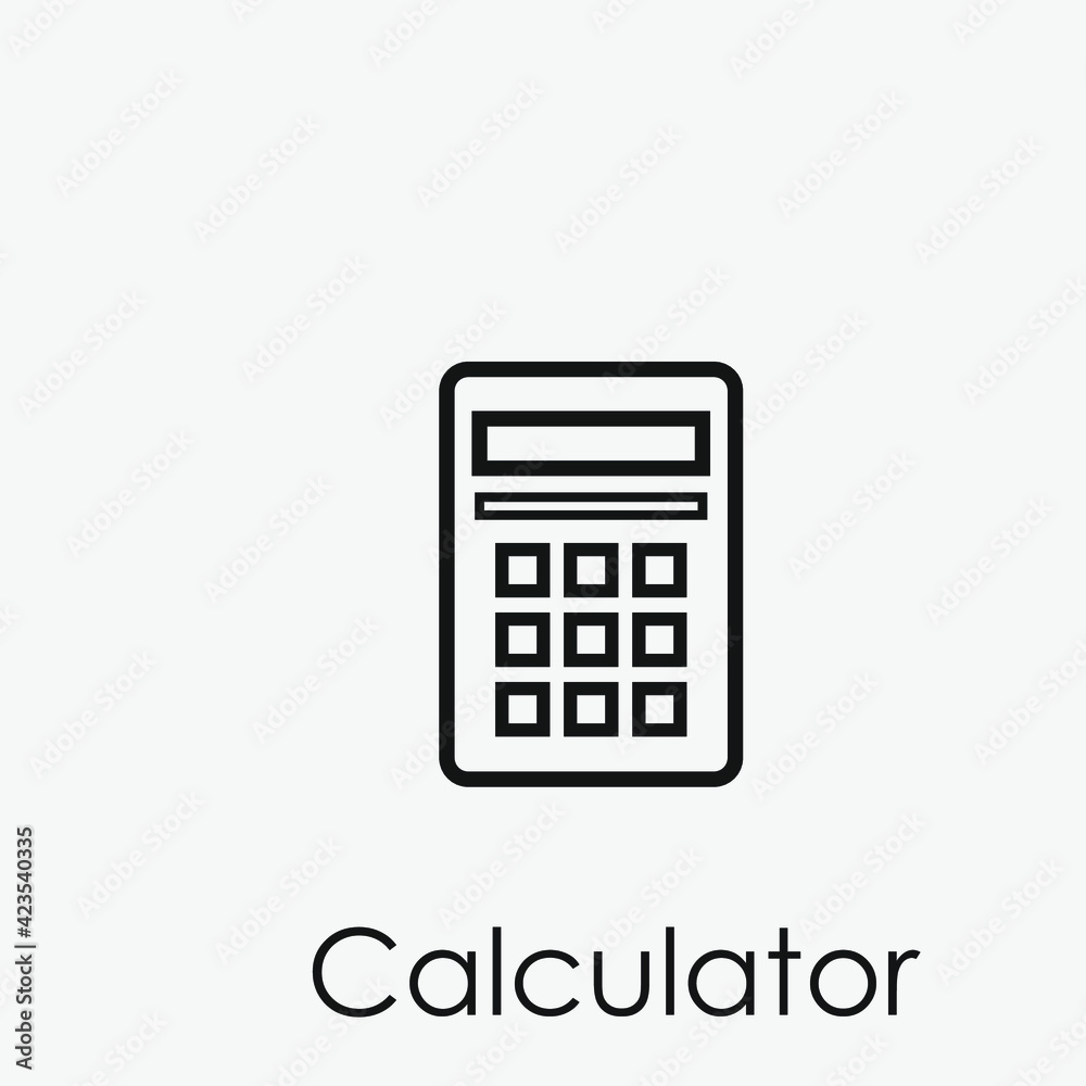 Poster calculator vector icon. editable stroke. linear style sign for use on web design and mobile apps, lo