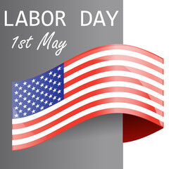 Fototapeta na wymiar Happy labor day usa wavy flag ill