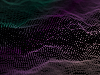 3d renderer abstract space with a luminous particles on dark background.