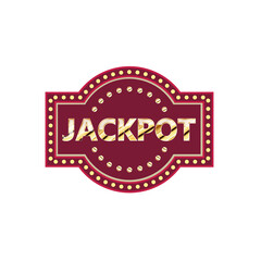 Jackpot retro banner with glow lamps