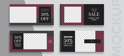 Naklejka premium Sale banner layout design. Set of social media mobile app for shopping, sale, product promotion