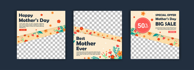 Fototapeta na wymiar Mother's Day. Best mother ever. Banners vector for social media ads, web ads, business messages, discount flyers and big sale banner.