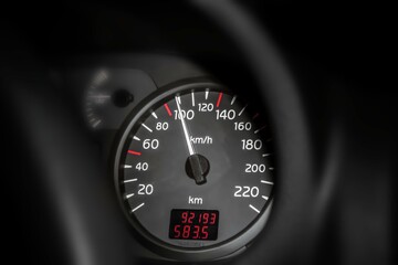 Closeup dashboard of mileage car