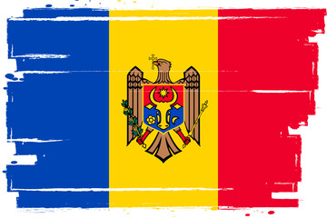 Flag of Moldova, banner with grunge brush
