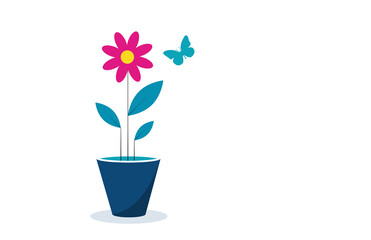 icona, fiore, vaso, primavera