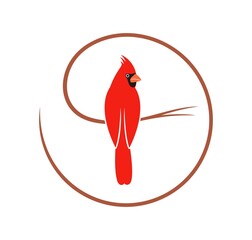 Cardinal bird logo. Isolated cardinal bird on white background