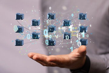 data Internet infrastructure concept. Abstract technology background. 3D rendering.