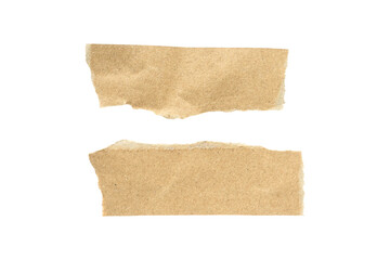 Recycled paper craft stick on a white background. Brown paper torn or ripped pieces of paper isolated on white background on with clipping path.