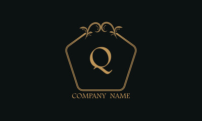 A simple exquisite monogram with the alphabet letter Q. Can be used as a logo for a company, boutique, restaurant, business.
