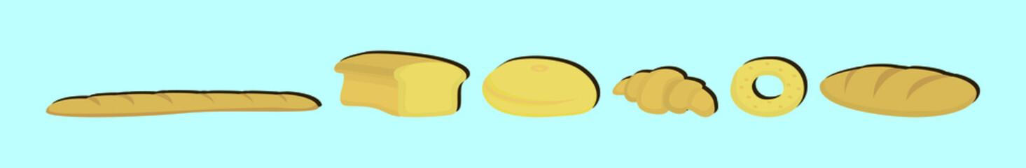 set of bread cartoon icon design template with various models. vector illustration isolated on blue background