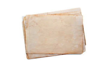 Old dirty pieces of paper. Copy space. Isolated on white