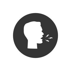 Speaking and talking man to communication white icon. Vector sign flat