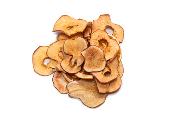 Dried fruit isolated on white background. Dried grapefruit, dried apple, dried pear.