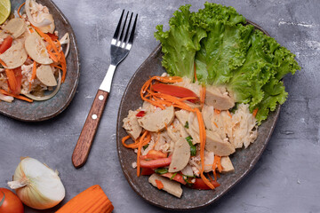 spicy vietnamese sausage salad Thai street food