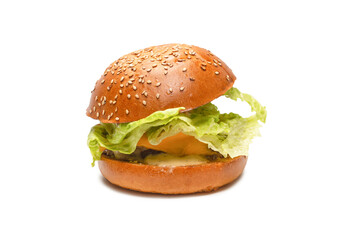 Hamburger isolated on a white background.