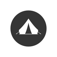 Fototapeta premium Tent white sign icon. Vector illustration in flat