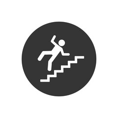 Warning sign - risk of falling of the stairs. Vector icon