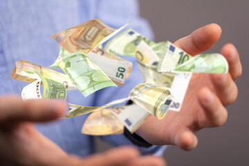 cashflow euro banknote bill in hand
