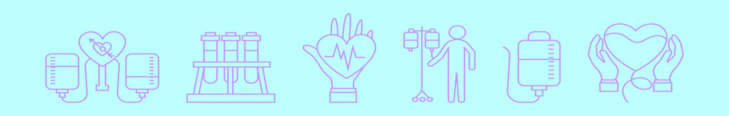set of donation blood cartoon design template with various models. vector illustration isolated on background